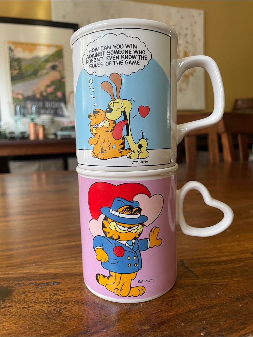 2 Garfield Mugs Vintage 1978 Jim Davis United Feature Syndicate
